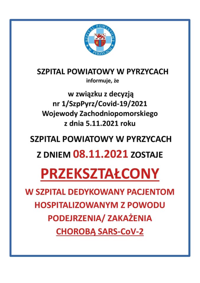 Komunikat Szpitala Powiatowego w Pyrzycach