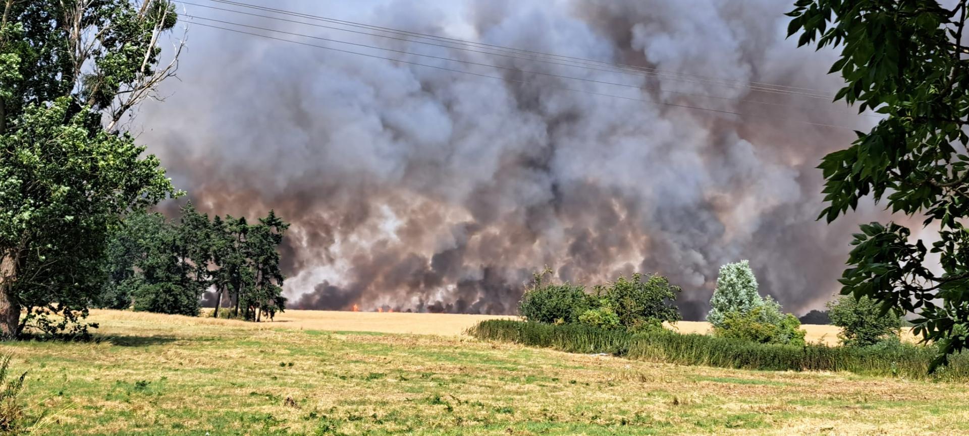 Pożar w pobliżu miejscowości Myśliborki