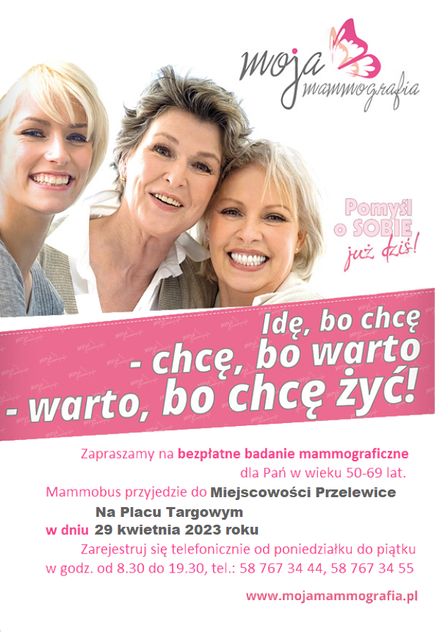 Zaproszenie na bezpłatne badanie mammograficzne dla Pań w wieku 50-69 lat