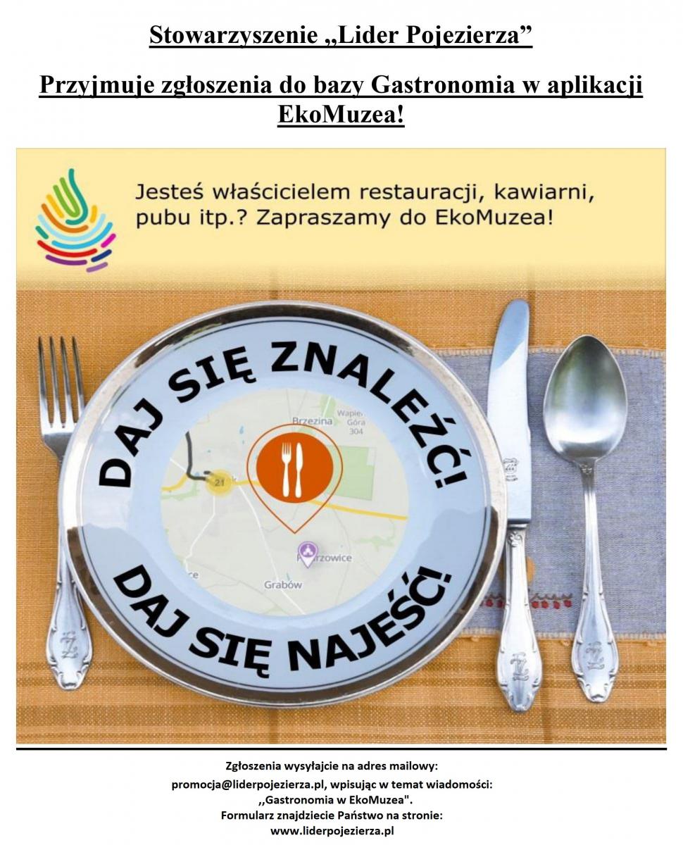 Informacja o możliwości zgłaszania się do Bazy Gastronomia w aplikacji EkoMuzea
