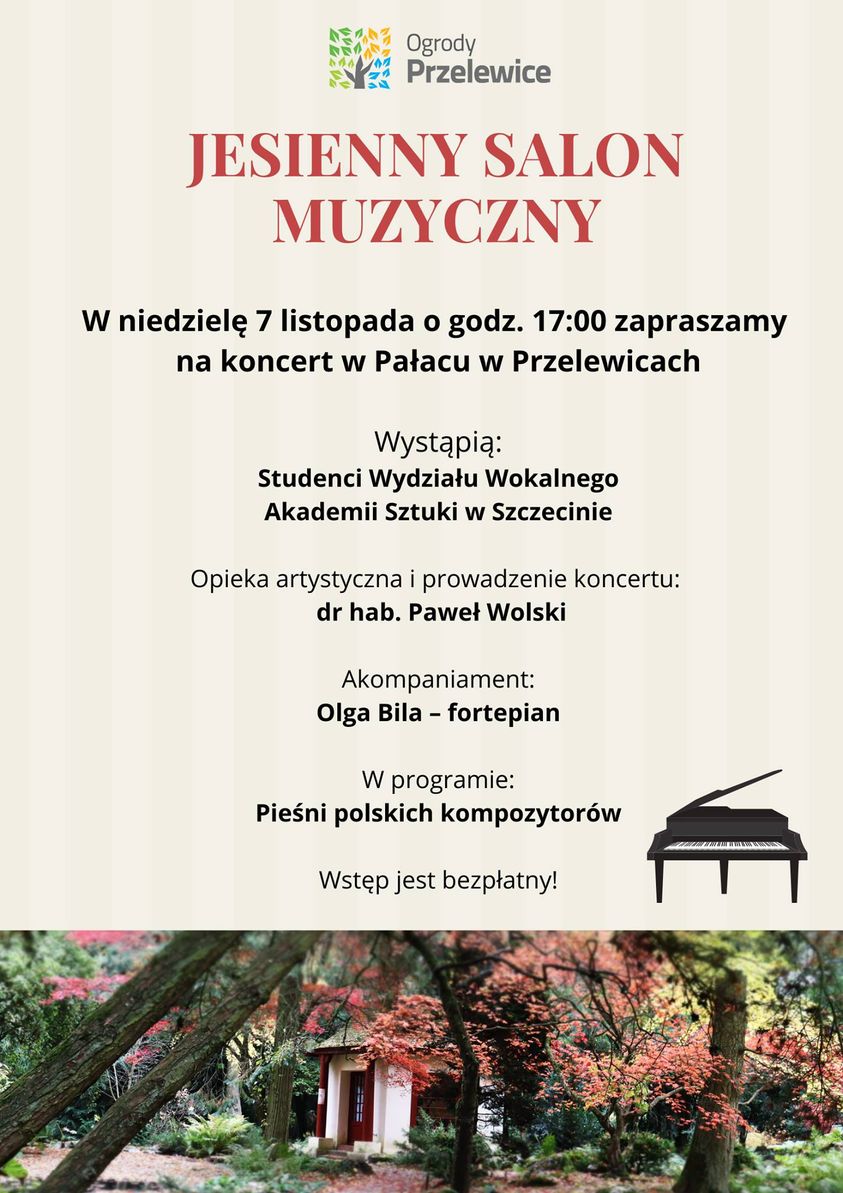 Zaproszenie na koncert w Pałacu w Przelewicach - 07.11.2021