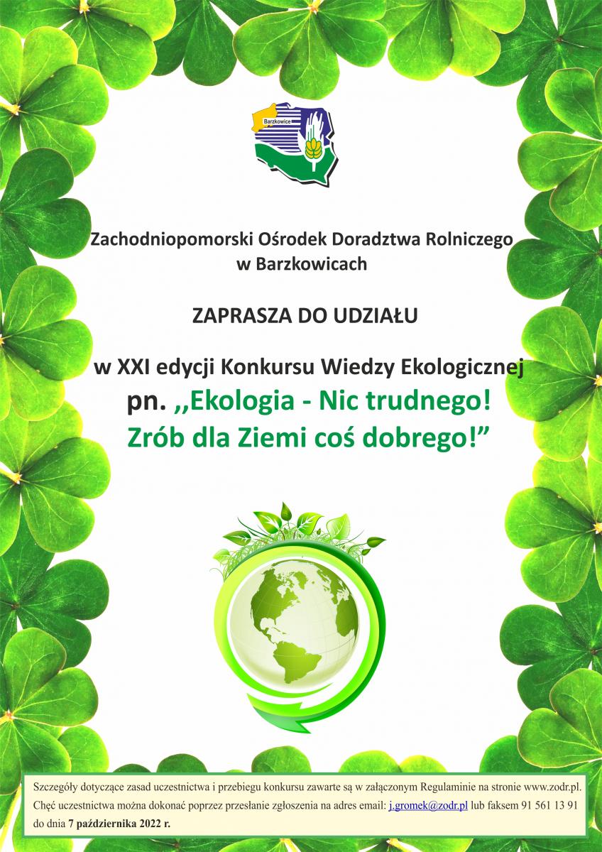 Zaproszenie do udziału w XXI edycji Konkursu Wiedzy Ekologicznej