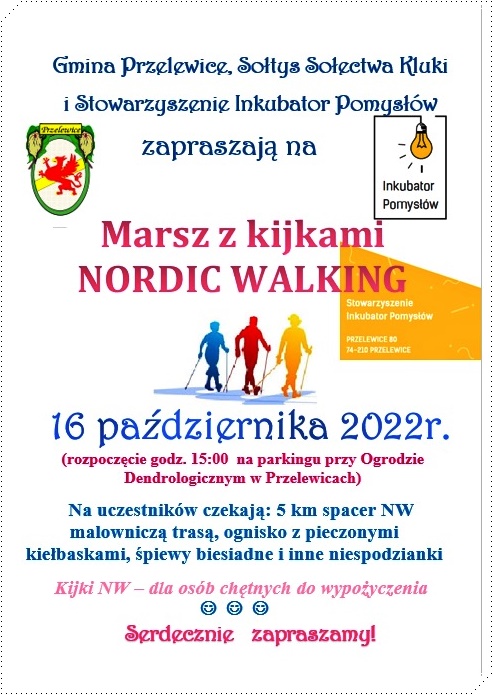 Zapraszamy na Marsz Nordic Walking - 16.10.2022r.